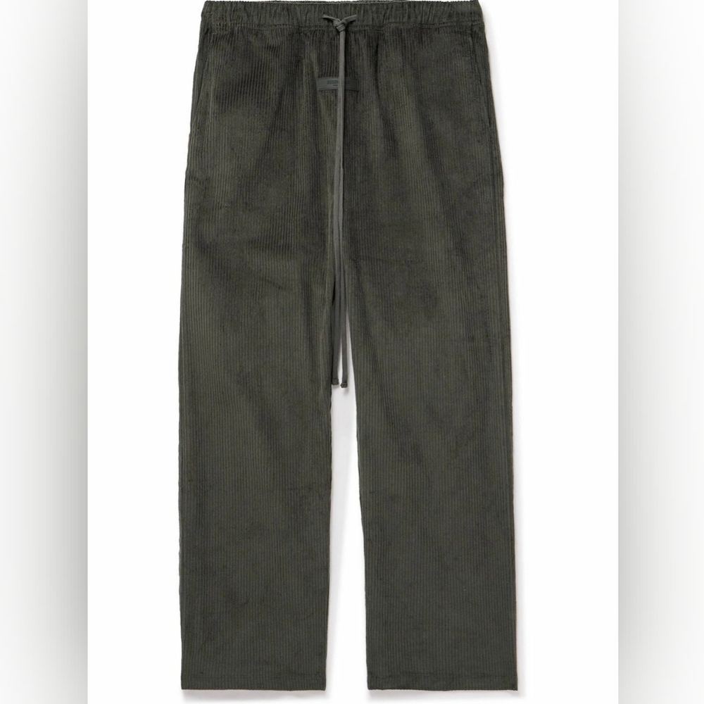 S-2. NWT FEAR OF GOD ESSENTIALS LOGO COTTON CORDUROY DRAWSTRING TROUSERS